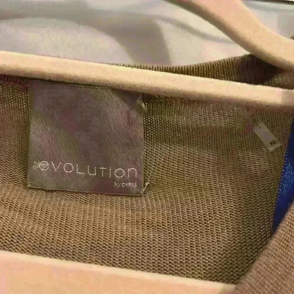 Evolution by Cyrus Geometric Tan Orange and White Knee Length Dress - Picture 7 of 17